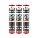 Joint acrylique, mastic d'�tanch�it�, mur et porte blanc 300 ml x 3 - arcane industries