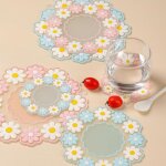 Joli napperon en forme de marguerite, tapis de table isol�, antid�rapant, tasse a th�, lait, tasse a ...