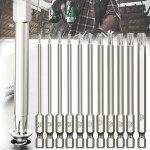 Kal - 11 pices jeu long torx pour tournevis, scurit torx tournevis bit, 1 / 4  tournevis torx a tte ...