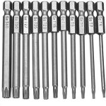 Kal - lot de 11pcs bits tournevis embouts de tournevis magntique torx creux t6 - t40 de tige hexagonale ...