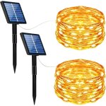 Kal - lot de 2 guirlande lumineuse exterieur solaire, totale 10m 100 led guirlande solaire exterieur ...