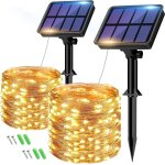 Kal - lot de 2 guirlande solaire exterieur, totale 16m 160led lumineuse etanche, 8 modes dcoration pour ...