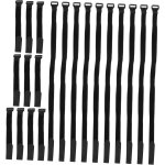 Kal - 20 pices sangles rutilisables nylon avec boucle et crochet pour gestion de cbles noir