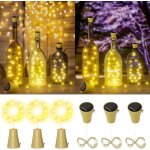 Kal - lot de 6 guirlandes lumineuses solaires pour bouteilles, bouteilles de vin, 2 m, 20 led, avec bouchon, ...