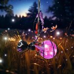 Kal - abeille suspendue solaire - dcoration d'extrieur - abeilles led en mtal avec printemps et clip ...