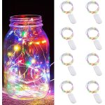 Kal - guirlande lumineuse a piles, 8pcs 1m 10 led girlande de lumire fil de cuivre ip65 etanche mini ...