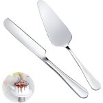 Kalanka - 1 ensemble de serveur et couteau gateau de mariage 23cm, ensemble de coupe de gateau en acier ...