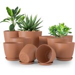Kalanka - lot de 10 pots de fleurs 18 / 17 / 15 / 13 / 12 cm plantpot avec soucoupe pour la cuisine, ...