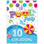 Kalanka - 12 cartes d'invitation pour 10e anniversaire d'enfant, piscine, invitation pour garons et ...