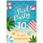 Kalanka - lot de 12 cartes d'invitation pour 10e anniversaire d'enfant piscine natation garon fille ...