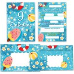 Kalanka - lot de 12 cartes d'invitation avec 12 enveloppes 9e anniversaire d'enfant piscine natation ...