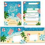 Kalanka - lot de 12 cartes d'invitation avec 12 enveloppes 9e anniversaire d'enfant piscine natation ...