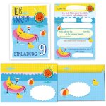 Kalanka - lot de 12 cartes d'invitation avec 12 enveloppes 9e anniversaire d'enfant piscine natation ...