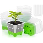 Kalanka - 12 pices pots de fleurs en plastique avec base en silicone, plastique transparent pots pour ...