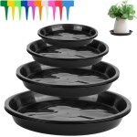 Kalanka - lot de 16 soucoupes rondes en plastique pour pot de fleurs avec 20 etiquettes pour plantes ...