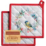Kalanka - lot de 2 maniques 100 % coton (20 cm x 20 cm) rsistantes  la chaleur avec support de casserole, ...