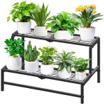 Kalanka - 2 niveaux porte plante interieur tagre plante, etagere porte plante exterieur mtal tabouret ...