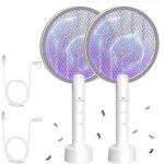 Kalanka - 2 pcs raquette electrique insectes 4001v, raquette moustique electrique rechargeable via usb, ...