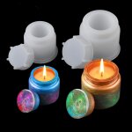 Kalanka - 2 pices moule  bougeoir en silicone rsine epoxy avec couvercle, pour bougeoir rond, bton, ...