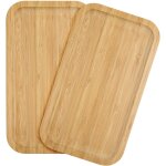 Kalanka - 2 pices plateau bambou, rectangulaire assiette en bois, plateau de service bois, plateau bambou ...