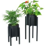Kalanka - lot de 2 pots de fleurs en mtal noir avec pieds et cache - pot h 23 et 33 x l 12 cm comme ...