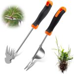 Kalanka - lot de 2 sarcles - racines avec poign�e - outil de d�sherbage manuel - en acier inoxydable ...
