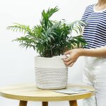 Kalanka - 20cm pot de fleurs de avec doublure, panier de rangement tiss en coton cache pot plante interieur ...