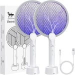 Kalanka - 2pcs raquette electrique insectes 4000v raquette moustique electrique avec base de recharge ...