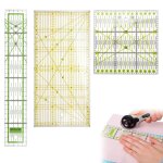 Kalanka - lot de 3 r�gles de patchwork - 15 cm x 30 cm - transparentes - avec echelle en cm et fonctions ...