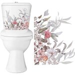 Kalanka - 4 autocollant de toilette � fleurs autocollant de couvercle de si�ge de toilette � feuilles ...