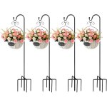 Kalanka - 4 pices crochet de berger, 120 cm crochets de jardin avec base, rglable support d'extrieur ...