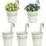 Kalanka - lot de 5 pots de fleurs  suspendre 10cm en mtal beige rtro avec crochet amovible panier ...