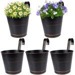 Kalanka - lot de 5 pots de fleurs  suspendre 15. 5cm en mtal noir rtro avec crochet amovible panier ...