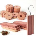 Kalanka - 6 blocs de bois de cdre, 10 fleurs de cdre et 10 anneaux en bois de cdre, produit naturel ...