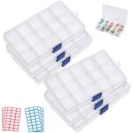 Kalanka - 6 pcs bo�te de rangement plastique15 compartiments en transparent ajustables, bo�te de organisateur ...