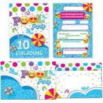Kalanka - 8 cartes d'invitation avec 8 enveloppes 10e anniversaire d'enfant piscine natation garons ...