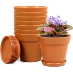 Kalanka - lot de 8 pots de fleurs avec soucoupe, 10 cm, en plastique, avec plusieurs trous de drainage, ...