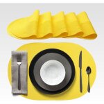 Kalanka - agyo lot de 6 sets de table ovales tress�s 44 × 29, 5 cm - placemat en pp jaune soleil, antid�rapan ...
