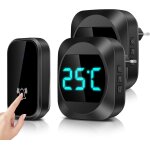 Kalanka - [pas besoin de piles] sonnette sans fil avec temprature led, sonnette de porte etanche kit ...