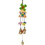 Kalanka - carillon eolien artisanal en bois avec maison et moulin a vent ¿ d�coration de jardin color�e ...