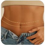 Kalanka - cha�ne de taille r�glable en or et argent, cha�ne de taille multicouche r�sistante � l'eau, ...