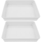 Kalanka - ck lot de 2 pots de fleurs carrs en plastique blanc 22 x 22 cm soucoupe pour pots de fleurs, ...