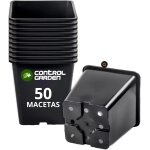 Kalanka - control garden lot de 50 pots carrs noirs pour plantes 8 x 8 x 7 cm ¿ 50 pots en plastique ...