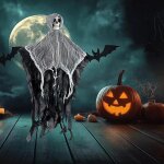 Kalanka - décoration halloween squelette suspendu 90ã—52cm, fantôme effrayant avec crâne, faucheuses ... Kalanka - décoration halloween squelette suspendu 90ã—52cm, fantôme effrayant avec crâne, faucheuses ...