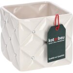 Kalanka - ® glamour pot de fleurs, en cramique, 14 x 14 x 13 cm, avec zircons, carr, blanc, pour plantes ...