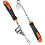 Kalanka - outil d�sherbeur 2 pi�ces - manche caoutchouc, forme en v et 4 dents. parfait pour jardin, ...