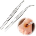 Kalanka - pince a epiler brucelle precision professionnelle haute pr�cision inox argent� lot de 2 droite ...