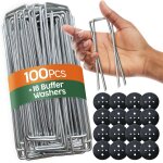 Kalanka - piquets de jardin 100 pcs + 16 rondelles ¿ sardines de fixation pour sol dur, agrafes de jardin ... Kalanka - piquets de jardin 100 pcs + 16 rondelles ¿ sardines de fixation pour sol dur, agrafes de jardin ...