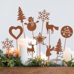 Kalanka - set de 11 piquets de rouille de jardin en mtal piquets dcoratifs rouills de couronne de ...