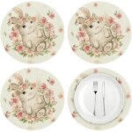 Kalanka - set de table rond pour p�ques, set de table de 4 pi�ces a motif de lapin, d�coration int�rieure ...